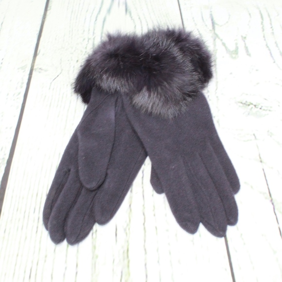Roberto di Camerino Accessories - NEW Roberta Di Camerino Fur Trim Gloves Blue Black